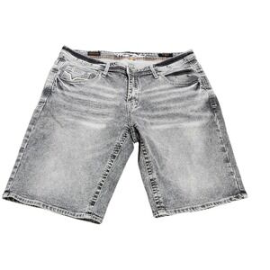True Rebel Shorts Mens 36 Gray Denim Acid Wash Bermuda 705-Shorts Casual Pockets